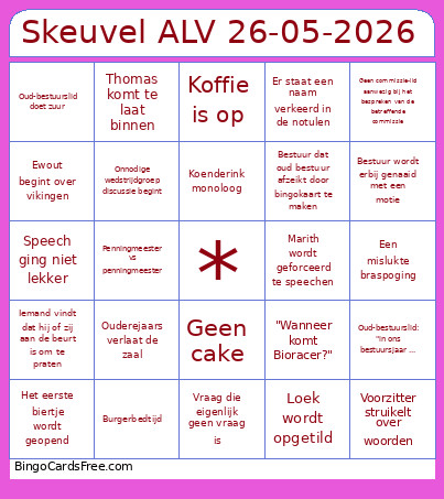 Skeuvel ALV 26-05-2026 Bingo Card