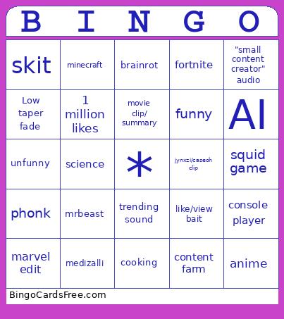 Skibidi Bingo Card
