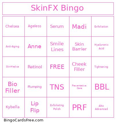 SkinFX Bingo Card 2