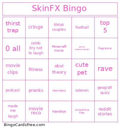 SkinFX Bingo Card