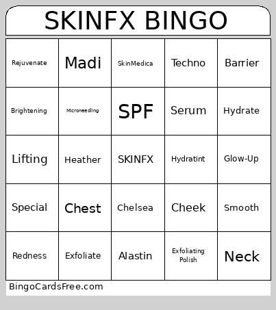 SkinFX Bingo Card
