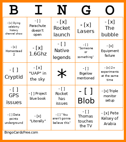 Skinwalker Bingo Card