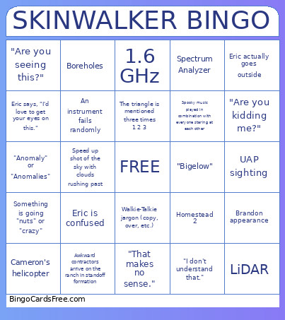 Skinwalker #1 Bingo Card