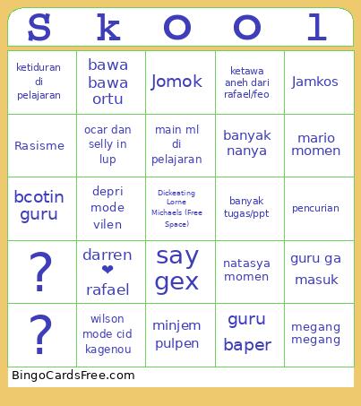 Skool Bingo Card