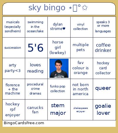 Sky ⋆｡°✩ Bingo Card