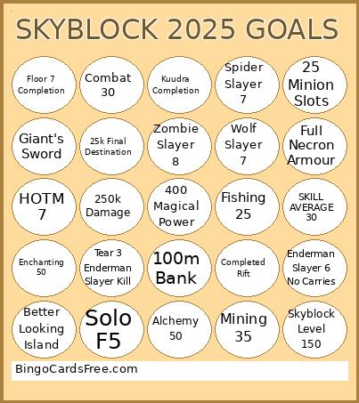 SKYBLOCK 2025 GOALS Bingo