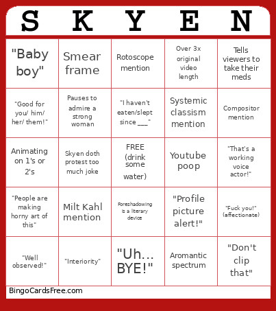Skyen Bingo Card