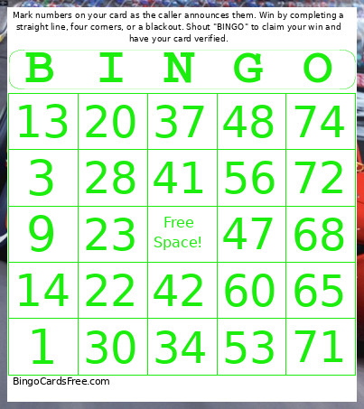 Skyline Scream - 1-75 Number + Audio Bingo Card 3