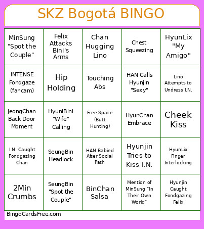 SKZ Bogotá Bingo Card