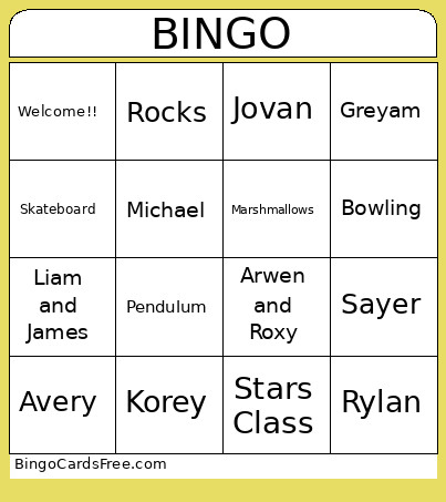 SLA Science Fair Bingo Card