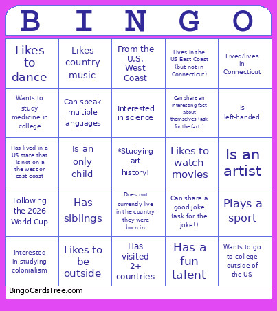 SLAI 2026 Bingo Card