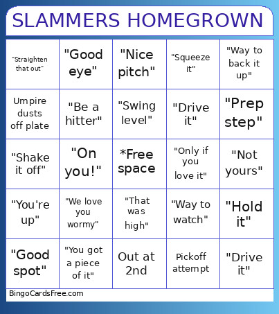 SLAMMERS HOMEGROWN Bingo Card