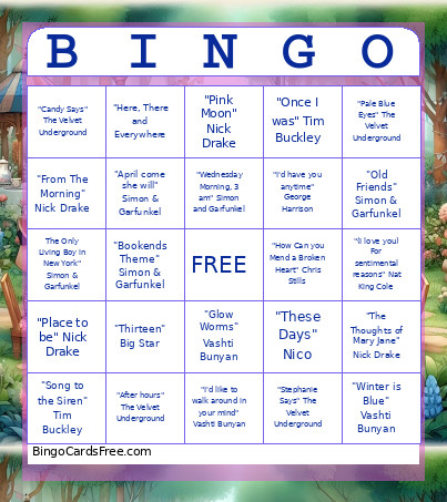 Sleep Music Bingo Card