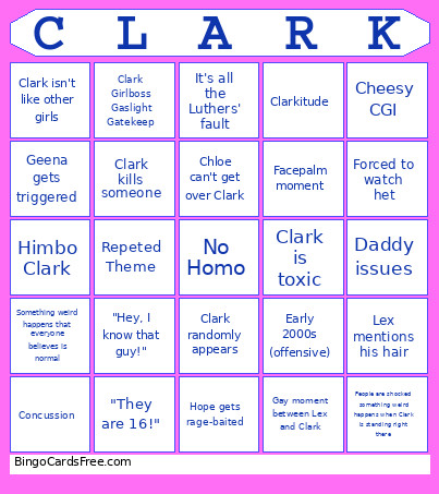 Smallville Bingo Card