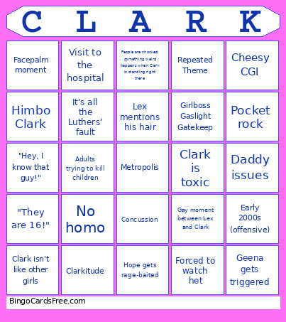 Smallville Bingo Card