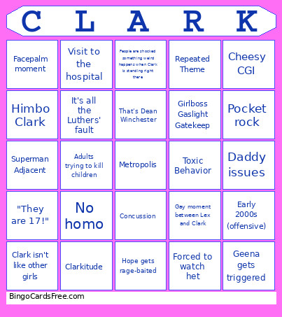 Smallville Bingo Card