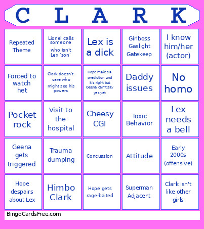 Smallville Bingo Card
