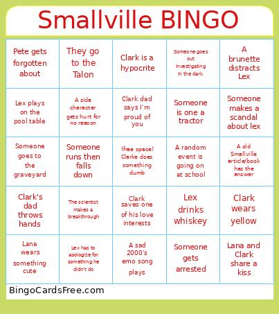 Smallville Bingo Card