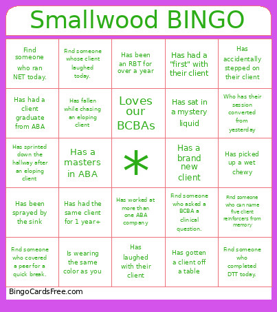 Smallwood Bingo Card