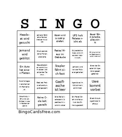 Smartindu Bingo Cards Free Pdf Printable Game, Title: SINGO