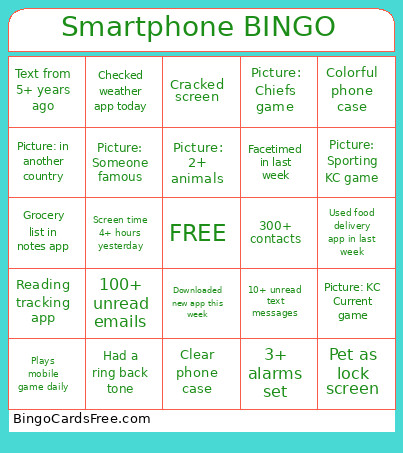 Smartphone Bingo Card