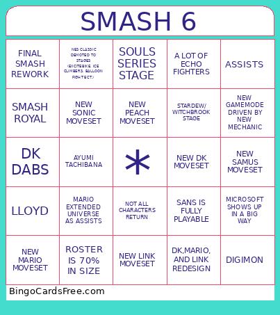SMASH 6 Bingo Card