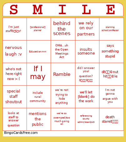 SMILE Bingo Card