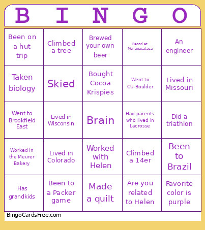 Smile Party Bingo Card