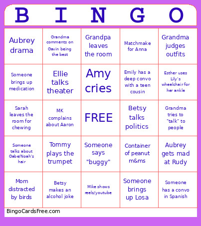 Smith Missouri Trip 2026 Bingo Card