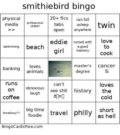 Smithiebird Bingo Card
