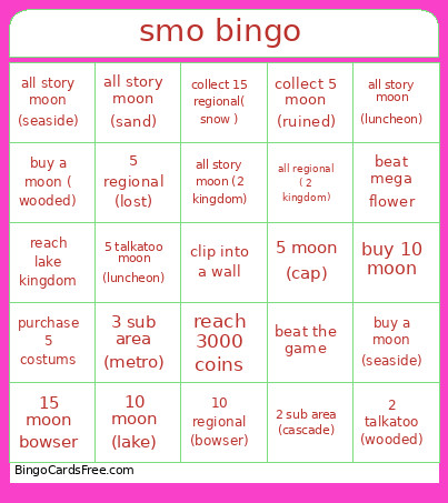 Smo Bingo Card