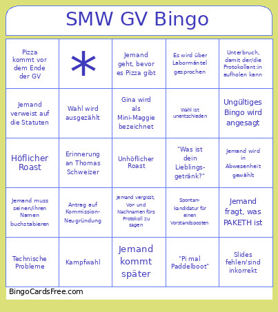 SMW GV Bingo Card