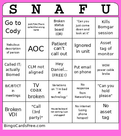Snafu Bingo
