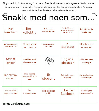Snakk Med Noen Som... Bingo Card