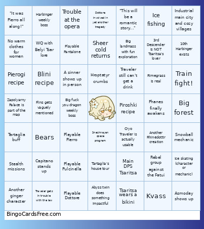 Snezh Bingo Card