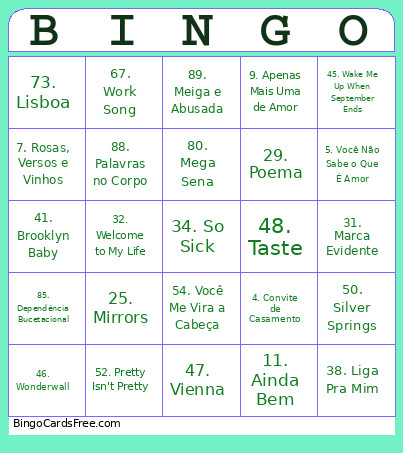 Sniversar Bingo Card
