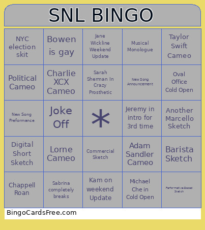 SNL Bingo Card