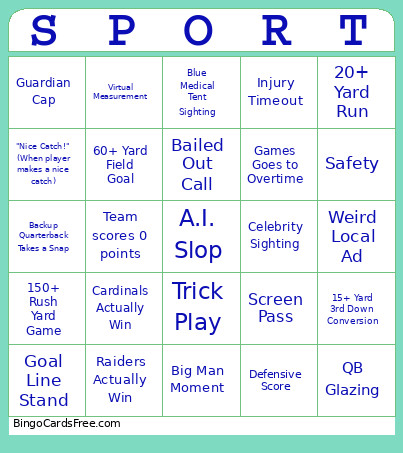 Snoop Troop Sports Bingo Card