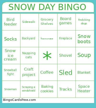 SNOW DAY Bingo Card 2