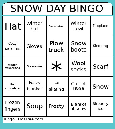 SNOW DAY Bingo Card