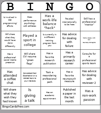 SNS Student Networking Bingo Card