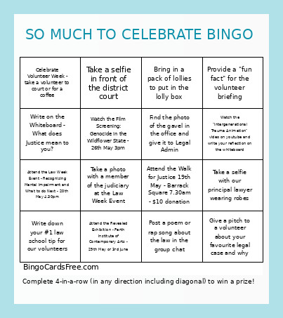 SO MUCH TO CELEBRATE Bingo Card