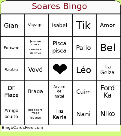 Soares Bingo Card
