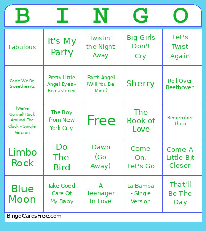 Soc Hop Bingo Card