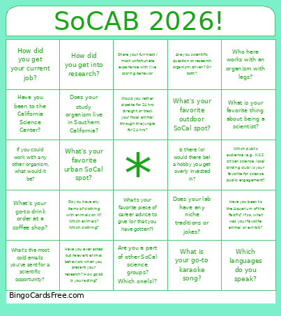 SoCAB 2026! Bingo Card
