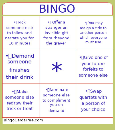 Social Bingo Card
