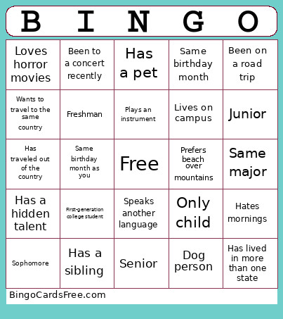 Social Bingo Card 3