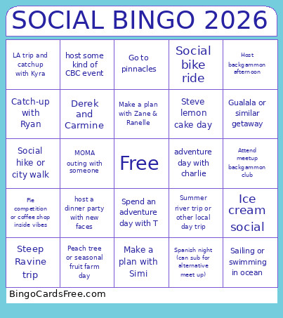 SOCIAL 2026 Bingo Card
