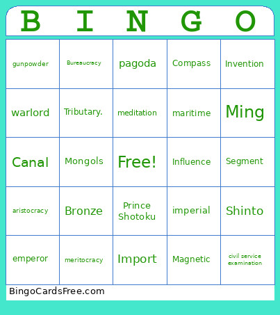 Social Studies Bingo Card