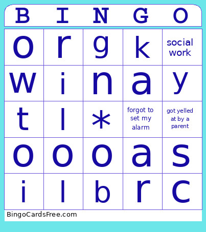 Social Workers Bingo Card
